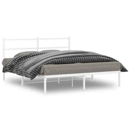 Bettgestell aus Metall mit weißem Kopfteil 150x200 cm von , Betten und Lattenroste - Ref: Foro24-355416, Preis: 88,73 €, Raba...
