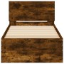 Cama con cabecero madera de ingeniería roble ahumado 90x190 cm de , Camas y somieres - Ref: Foro24-838656, Precio: 80,67 €, D...