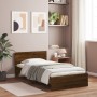 Oak brown engineered wood bed with headboard 100x200 cm by , Beds and slatted bases - Ref: Foro24-838623, Price: 179,32 €, Di...