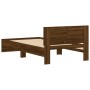 Oak brown engineered wood bed with headboard 100x200 cm by , Beds and slatted bases - Ref: Foro24-838623, Price: 179,32 €, Di...