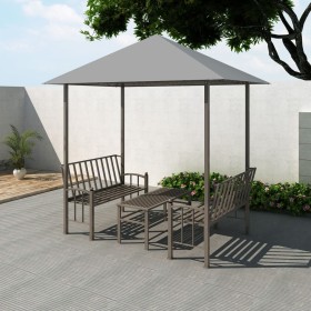 Quiosco jardín con mesa y bancos gris antracita 2,5x1,5x2,4 cm
