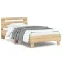 Bed frame headboard LED lights Sonoma oak 90x190 cm by , Beds and slatted bases - Ref: Foro24-838745, Price: 87,12 €, Discoun...