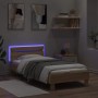Estructura de cama cabecero luces LED roble Sonoma 90x190 cm de , Camas y somieres - Ref: Foro24-838745, Precio: 95,07 €, Des...