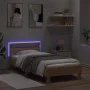 Estructura de cama cabecero luces LED roble Sonoma 90x190 cm de , Camas y somieres - Ref: Foro24-838745, Precio: 87,12 €, Des...
