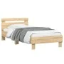 Bed frame headboard LED lights Sonoma oak 90x190 cm by , Beds and slatted bases - Ref: Foro24-838745, Price: 87,12 €, Discoun...