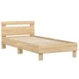 Bed frame headboard LED lights Sonoma oak 90x190 cm by , Beds and slatted bases - Ref: Foro24-838745, Price: 87,12 €, Discoun...