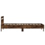 Bed frame headboard LED lights smoked oak 90x190 cm by , Beds and slatted bases - Ref: Foro24-838747, Price: 88,73 €, Discoun...
