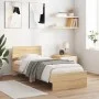 Bed frame headboard LED lights Sonoma oak 90x200 cm by , Beds and slatted bases - Ref: Foro24-838808, Price: 113,16 €, Discou...