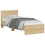 Bed frame headboard LED lights Sonoma oak 90x200 cm by , Beds and slatted bases - Ref: Foro24-838808, Price: 113,16 €, Discou...