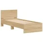 Bed frame headboard LED lights Sonoma oak 90x200 cm by , Beds and slatted bases - Ref: Foro24-838808, Price: 113,16 €, Discou...