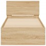 Bed frame headboard LED lights Sonoma oak 90x200 cm by , Beds and slatted bases - Ref: Foro24-838808, Price: 115,57 €, Discou...