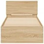 Bed frame headboard LED lights Sonoma oak 90x200 cm by , Beds and slatted bases - Ref: Foro24-838808, Price: 113,16 €, Discou...