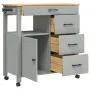 Carrito de cocina MONZA madera maciza de pino 84x40x90 cm de , Carros de cocina y comedor - Ref: Foro24-376110, Precio: 195,7...