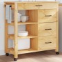 Carrito de cocina MONZA madera maciza de pino 84x40x90 cm de , Carros de cocina y comedor - Ref: Foro24-376112, Precio: 179,8...