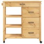 Carrito de cocina MONZA madera maciza de pino 84x40x90 cm de , Carros de cocina y comedor - Ref: Foro24-376112, Precio: 179,8...