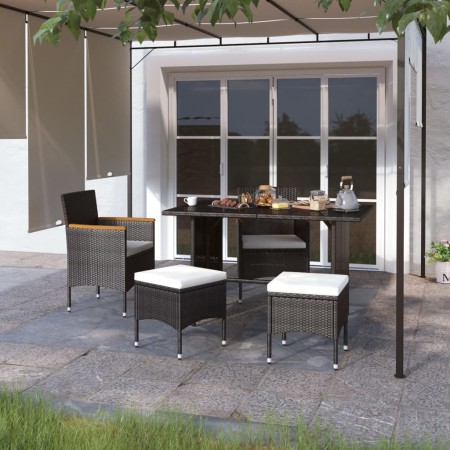Gartenstühle und Hocker-Set, 4-teilig, schwarzes synthetisches Rattan von , Gartenstühle - Ref: Foro24-310614, Preis: 202,29 ...