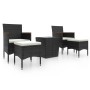 Gartentischstühle 5 Stück synthetisches Rattan schwarz gehärtetes Glas von , Gartensets - Ref: Foro24-3058374, Preis: 255,85 ...