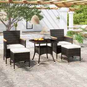 Garden dining set 5 pieces synthetic rattan black tempered glass by , Garden sets - Ref: Foro24-3058334, Price: 322,43 €, Dis...