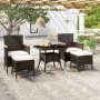 Garden dining set 5 pieces synthetic rattan black tempered glass by , Garden sets - Ref: Foro24-3058334, Price: 322,43 €, Dis...
