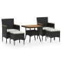 Garden dining set 5 pieces synthetic rattan and black acacia wood by , Garden sets - Ref: Foro24-3058336, Price: 316,15 €, Di...