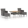 Garden dining set 5 pieces synthetic rattan gray acacia wood by , Garden sets - Ref: Foro24-3058357, Price: 529,67 €, Discoun...
