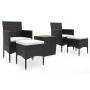 Garden table and chairs 5 pieces synthetic rattan black acacia wood by , Garden sets - Ref: Foro24-3058376, Price: 245,40 €, ...