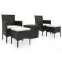 Garden table and chairs 5 pieces synthetic rattan black acacia wood by , Garden sets - Ref: Foro24-3058376, Price: 241,37 €, ...