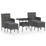 Set comedor jardín 5 pzas ratán sintético vidrio templado gris