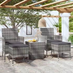 Garden table chairs 5 pieces synthetic rattan gray tempered glass by , Garden sets - Ref: Foro24-3058369, Price: 191,28 €, Di...