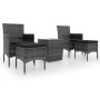Gartentischstühle 5 Stück synthetisches Rattan, graues gehärtetes Glas von , Gartensets - Ref: Foro24-3058369, Preis: 193,50 ...