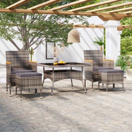 Garden dining set 5 pieces synthetic rattan gray tempered glass by , Garden sets - Ref: Foro24-3058355, Price: 538,29 €, Disc...