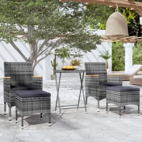 Garden table and chairs 5 pcs PE rattan and gray tempered glass by , Garden sets - Ref: Foro24-3058395, Price: 254,60 €, Disc...