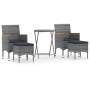 Gartentisch und Stühle, 5 Stück, PE-Rattan und graues gehärtetes Glas von , Gartensets - Ref: Foro24-3058395, Preis: 257,79 €...