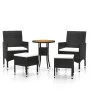 5 Piece Garden Furniture Set Black Synthetic Rattan by , Garden sets - Ref: Foro24-3058472, Price: 239,36 €, Discount: %