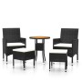 Juego de muebles de jardín de 5 piezas ratán sintético negro de , Conjuntos de jardín - Ref: Foro24-3058472, Precio: 241,42 €
