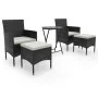Gartentischstühle 5 Stück synthetisches Rattan schwarz gehärtetes Glas von , Gartensets - Ref: Foro24-3058388, Preis: 241,46 ...