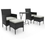 Gartentischstühle 5 Stück synthetisches Rattan schwarz gehärtetes Glas von , Gartensets - Ref: Foro24-3058388, Preis: 246,72 ...