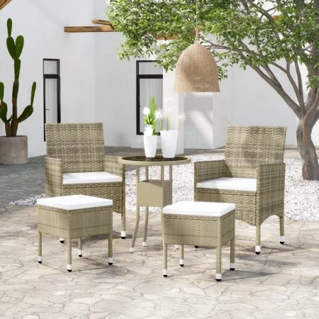 5-teiliges Gartenmöbel-Set aus synthetischem Rattan in Beige von , Gartensets - Ref: Foro24-3058470, Preis: 247,47 €, Rabatt: %