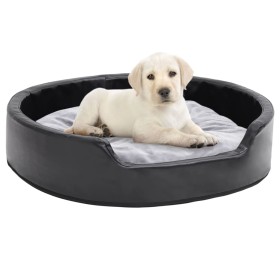 Cama para perros felpa y cuero sintético negro gris 79x70x19 cm