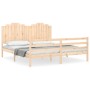 Double bed frame with solid wood headboard by , Beds and slatted bases - Ref: Foro24-3194196, Price: 190,79 €, Discount: %