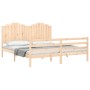 Double bed frame with solid wood headboard by , Beds and slatted bases - Ref: Foro24-3194196, Price: 190,79 €, Discount: %