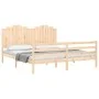 Double bed frame with solid wood headboard by , Beds and slatted bases - Ref: Foro24-3194196, Price: 187,93 €, Discount: %