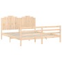 Double bed frame with solid wood headboard by , Beds and slatted bases - Ref: Foro24-3194196, Price: 190,79 €, Discount: %