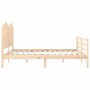 Double bed frame with solid wood headboard by , Beds and slatted bases - Ref: Foro24-3194196, Price: 190,79 €, Discount: %