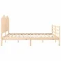 Double bed frame with solid wood headboard by , Beds and slatted bases - Ref: Foro24-3194196, Price: 187,93 €, Discount: %