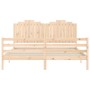 Double bed frame with solid wood headboard by , Beds and slatted bases - Ref: Foro24-3194196, Price: 190,79 €, Discount: %