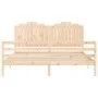 Double bed frame with solid wood headboard by , Beds and slatted bases - Ref: Foro24-3194196, Price: 187,93 €, Discount: %