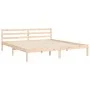 Double bed frame with solid wood headboard by , Beds and slatted bases - Ref: Foro24-3194196, Price: 187,93 €, Discount: %