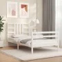 White solid wood bed frame with headboard 100x200 cm by , Beds and slatted bases - Ref: Foro24-3193912, Price: 108,32 €, Disc...