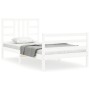 White solid wood bed frame with headboard 100x200 cm by , Beds and slatted bases - Ref: Foro24-3193912, Price: 111,77 €, Disc...
